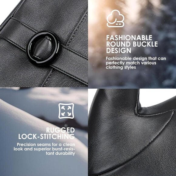 Women's Winter Leather Gloves Texting Warm Driving Lambskin Gloves Grey - Picture 5 of 7